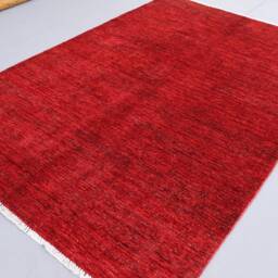 4x6 Ft Red Plain Rug, Afghan Hand Knotted Veg Dyes Wool Rug, Turkmen Tribal Modern Oriental Gabbeh Home Decor Kitchen Carpet - thumbnail 2