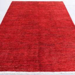 4x6 Ft Red Plain Rug, Afghan Hand Knotted Veg Dyes Wool Rug, Turkmen Tribal Modern Oriental Gabbeh Home Decor Kitchen Carpet - thumbnail 3