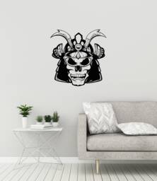 Samurai Vinyl Wall Decal Skull Mask Helmet Japanese Warrior Stickers Mural - #2969Di - thumbnail 1