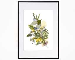 Floral Print, Dried Flowers Art , Wall Decor Green Leaves - thumbnail 1