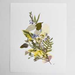 Floral Print, Dried Flowers Art , Wall Decor Green Leaves - thumbnail 4