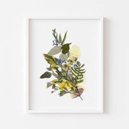 Floral Print, Dried Flowers Art , Wall Decor Green Leaves - thumbnail 2