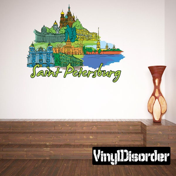 Famous City Saint Petersburg Wall Decal - Fabric Vinyl Removable & Reusable Famouscityuscolor053Et