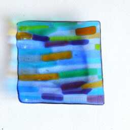 Murano Fused Glass Trinket Dish, Square Colorful Soap Dish - thumbnail 2