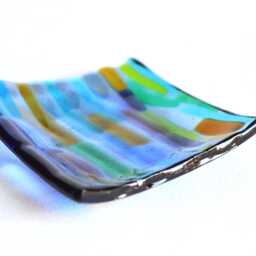 Murano Fused Glass Trinket Dish, Square Colorful Soap Dish - thumbnail 4