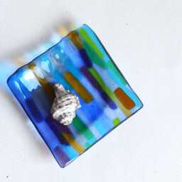 Murano Fused Glass Trinket Dish, Square Colorful Soap Dish - thumbnail 3