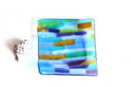 Murano Fused Glass Trinket Dish, Square Colorful Soap Dish