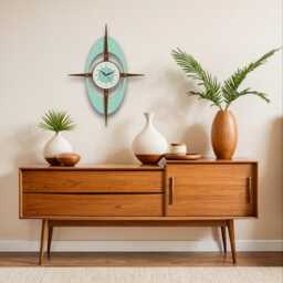 Large Starburst Clock Mid Century Modern Aquastone & Teak, 27-Inch - thumbnail 3