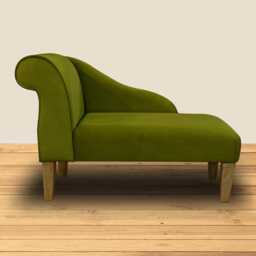 Grass Green Velvet Chaise Longue - Mini Indoor Sofa Lounger Handmade in Britain