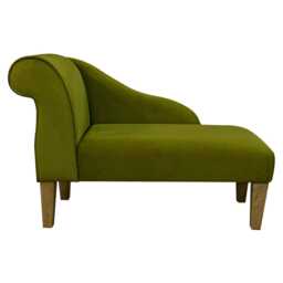 Grass Green Velvet Chaise Longue - Mini Indoor Sofa Lounger Handmade in Britain - thumbnail 3