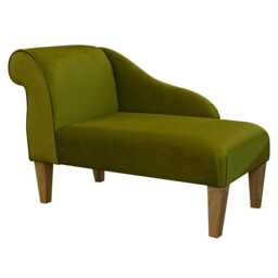 Grass Green Velvet Chaise Longue - Mini Indoor Sofa Lounger Handmade in Britain - thumbnail 2