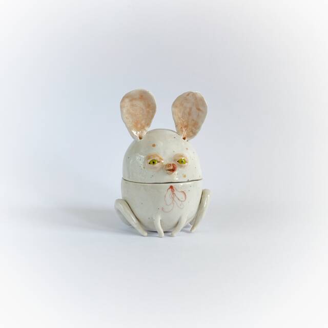 Ceramic Mouse Box, Mouse Lover Gift, Wedding Office Decor, Jewelry Storage, Baby Shower Ooak Home Masterpiece - image 1