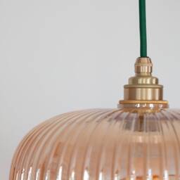 Amber Reeded Glass Pendant Light - thumbnail 4