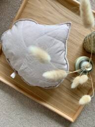Linen Pink Leaf Cushion, Pillow, Linen, Pink, Kids/Nursery Room, Boho, Home Decor, Eclectic, Throw Pillow - thumbnail 1