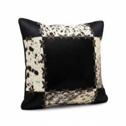 Set Of 2 Cowhide Patchwork Cushion Covers, Geometric Hair-On Hide Leather Pillow Cases - thumbnail 2