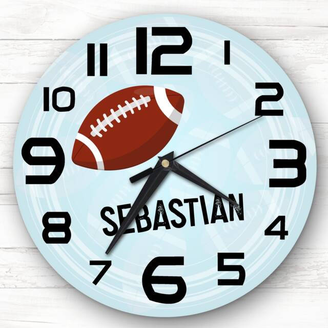 Rugby Ball Boys Room Custom Gift Personalised Clock - image 1