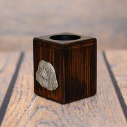 Pekingese - Wooden Candlestick With Dog, Souvenir, Decoration, Limited Edition, Collection - thumbnail 2