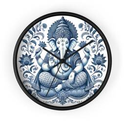 Ganesha, Wall Clock, Delft Blue Design, Spiritual, Energy, Housewarming Gift, Sacred Home Decor, Modern Twist, Harmony - thumbnail 2