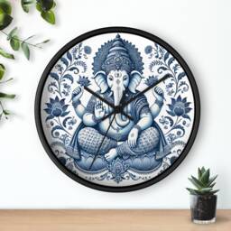 Ganesha, Wall Clock, Delft Blue Design, Spiritual, Energy, Housewarming Gift, Sacred Home Decor, Modern Twist, Harmony - thumbnail 1