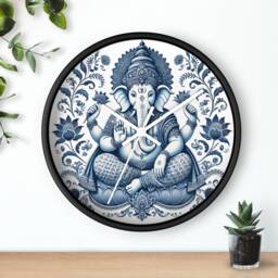 Ganesha, Wall Clock, Delft Blue Design, Spiritual, Energy, Housewarming Gift, Sacred Home Decor, Modern Twist, Harmony - thumbnail 4