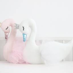 Swan Pillow, Baby Girl Nursery Decor Cushion, Decorative Princess Swan Plush Toy Kids Room Newborn Gift, White Pink Bed - thumbnail 4