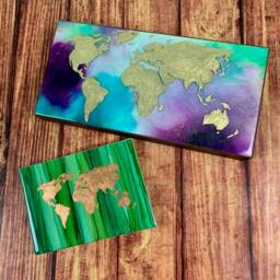 World Map Wall Art - Unique Copper Painting Home Decor Office Gift For Traveler Holiday Idea - thumbnail 2