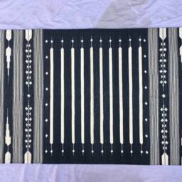 3x5 Black & White Cotton Rug Dhurrie - Stripes Handmade - thumbnail 3