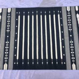3x5 Black & White Cotton Rug Dhurrie - Stripes Handmade - thumbnail 2