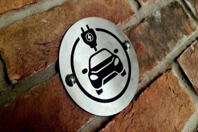 Electric Vehicle Charging Stainless Steel Sign - 11.5cm - image 1