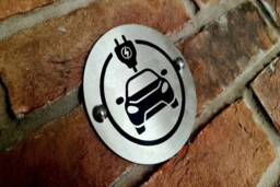 Electric Vehicle Charging Stainless Steel Sign - 11.5cm - thumbnail 1