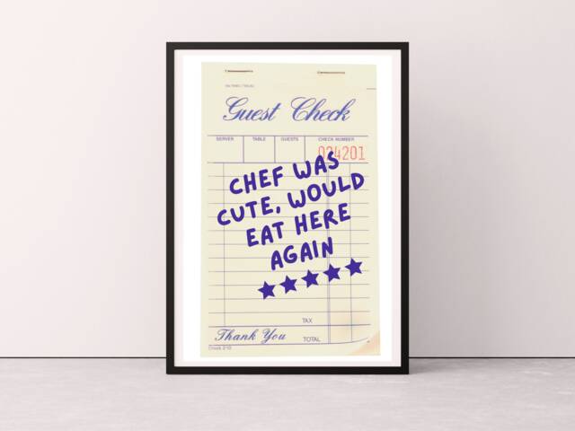 Chef Was Cute Kitchen Wall Art, Would Eat Here Again Print, Home Decor, Dining Room Art Quote Prints - image 1