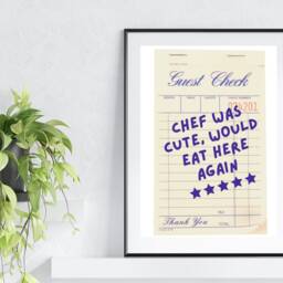 Chef Was Cute Kitchen Wall Art, Would Eat Here Again Print, Home Decor, Dining Room Art Quote Prints - thumbnail 2