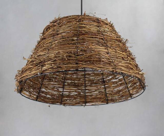 Rustic Vine Cone Pendant Light - Natural Brown Lighting - image 1