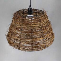 Rustic Vine Cone Pendant Light - Natural Brown Lighting - thumbnail 2