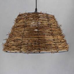 Rustic Vine Cone Pendant Light - Natural Brown Lighting - thumbnail 3