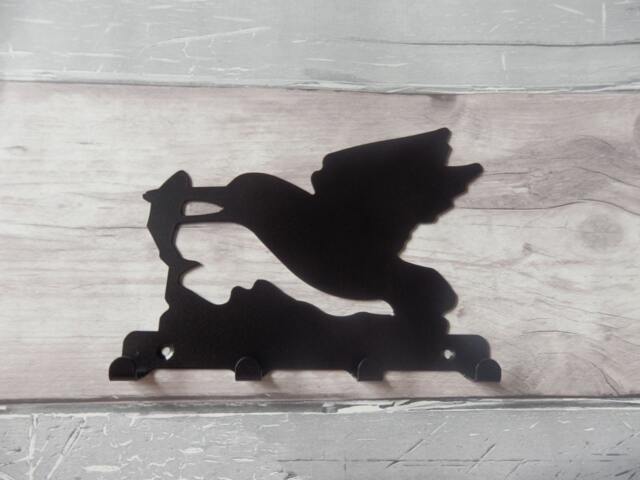 Kingfisher Bird With Fish in Its Beak Silhouette Key Hook Rack - Metal Wall Art - image 1