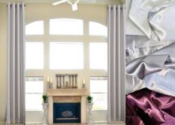 Extra Long White, Wine & Gray Drape Custom Made Curtains 15 16 17 18 19 20Ft Satin 2 Story Free Swatch Ikiriska