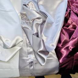 Extra Long White, Wine & Gray Drape Custom Made Curtains 15 16 17 18 19 20Ft Satin 2 Story Free Swatch Ikiriska - thumbnail 4