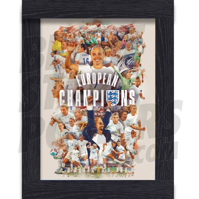 England Lionesses Limited Edition Match Day Artwork Champions - Officially Licensed Product A3 Framed
