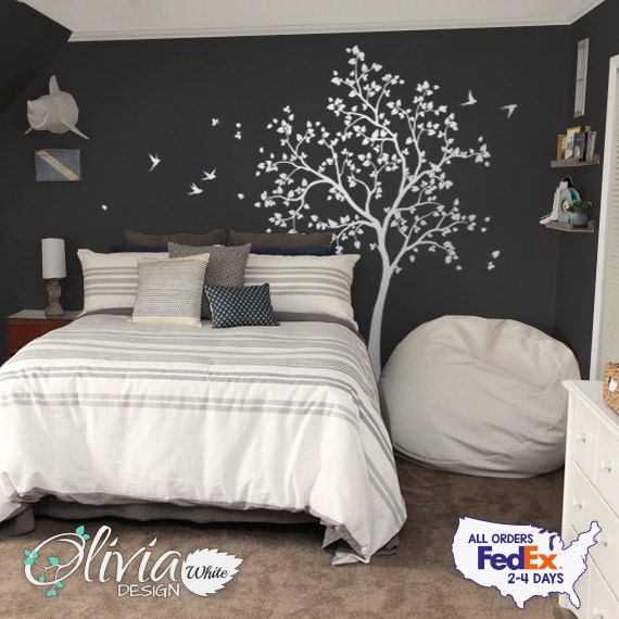 Large White Tree Decal Huge Tree Wall Wall Art Tattoo Mural Stickers Decals Decor - Nt014 - image 1
