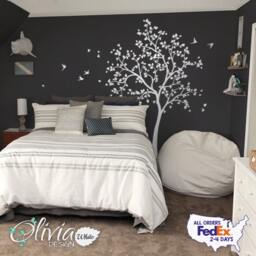 Large White Tree Decal Huge Tree Wall Wall Art Tattoo Mural Stickers Decals Decor - Nt014 - thumbnail 1