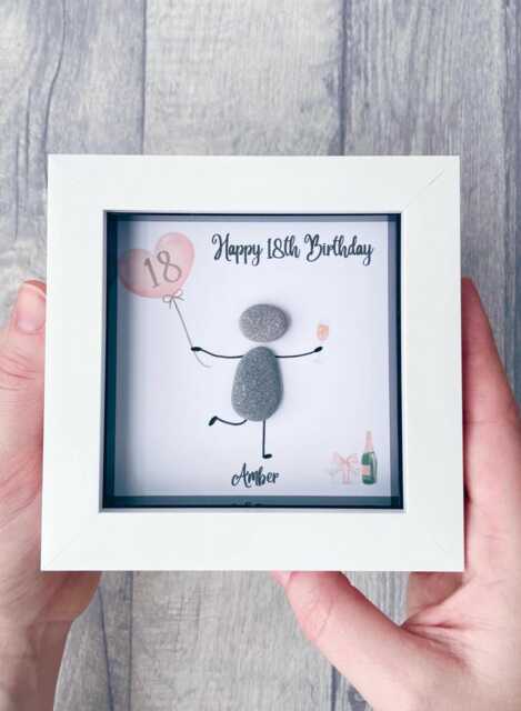 18Th Birthday Presents For Girls, Gift Girl, Daughter Gift, Friendship Personalised Pebble Art Picture Handmade Frame - image 1