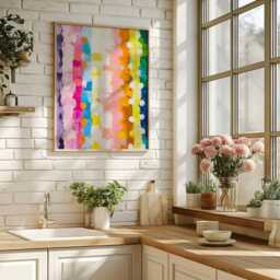 Colourful Abstract Painting - Wall Decoration Trendy Bedroom Print Home Decor Gift Idea Preppy Art - thumbnail 3