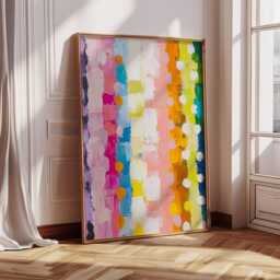 Colourful Abstract Painting - Wall Decoration Trendy Bedroom Print Home Decor Gift Idea Preppy Art - thumbnail 1