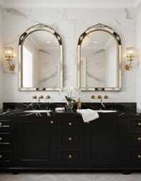 Arched Wall Mirror - Elegant Arch Vanity Cow Bone Inlay - thumbnail 1
