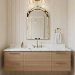Arched Wall Mirror - Elegant Arch Vanity Cow Bone Inlay - thumbnail 3