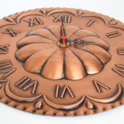 Embossed Copper Clock in The Shape Of A Rose Window To Hang On Wall - thumbnail 2