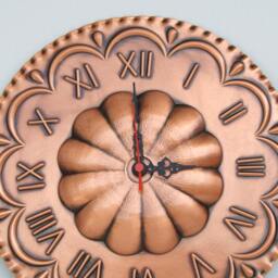 Embossed Copper Clock in The Shape Of A Rose Window To Hang On Wall - thumbnail 3