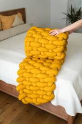 Bed Runner King Bedding Scarf Knot Throw Scarves Chunky Knit Pillow Set Braided