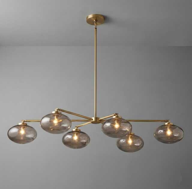Mid-Century Modern Brass Sputnik Chandelier - 6-Light Mobile Pendant Ceiling Fixture - image 1